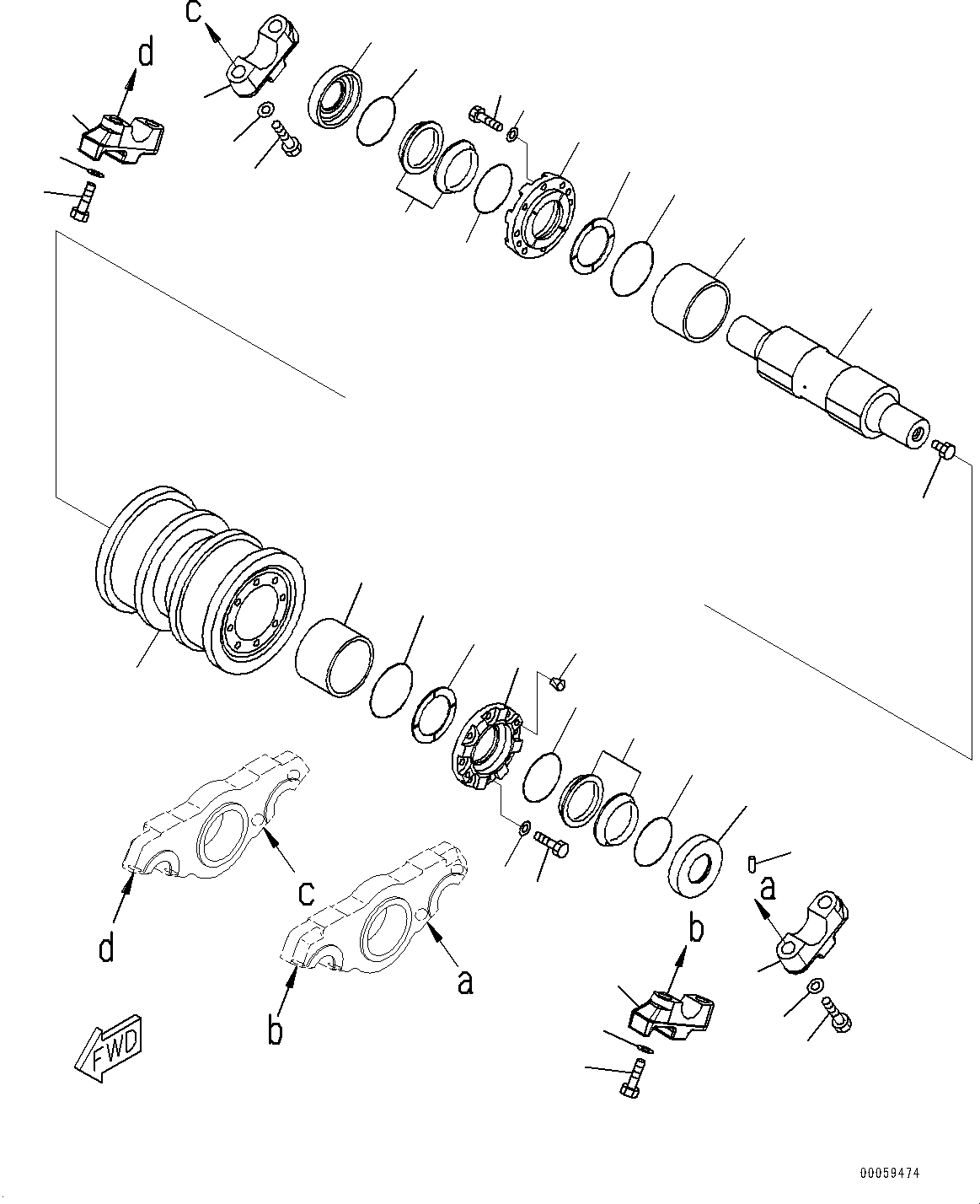 Схема запчастей Komatsu D475A-5E0 - ГУСЕНИЧНАЯ РАМА, ОПОРНЫЙ КАТОК, 4, ЛЕВ. (/) (№-7) ГУСЕНИЧНАЯ РАМА, С ПОЛН. LENGTH ЗАЩИТА ОПОРНЫХ КАТКОВ, ОТВАЛ С ДВОЙН. ПЕРЕКОСОМ, ДЛЯ ХОЛОДН. AREA СПЕЦ-ЯIFICATION A (- DEG C)
