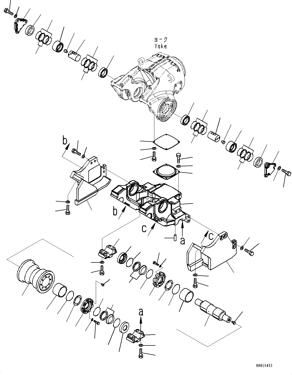 Схема запчастей Komatsu D475A-5E0 - ГУСЕНИЧНАЯ РАМА, ПЕРЕДН. ТЕЛЕЖКА И ОПОРНЫЙ КАТОК, ЛЕВ. (№-) ГУСЕНИЧНАЯ РАМА, С ПОЛН. LENGTH ЗАЩИТА ОПОРНЫХ КАТКОВ, ДЛЯ ХОЛОДН. AREA СПЕЦ-ЯIFICATION A (- DEG C)