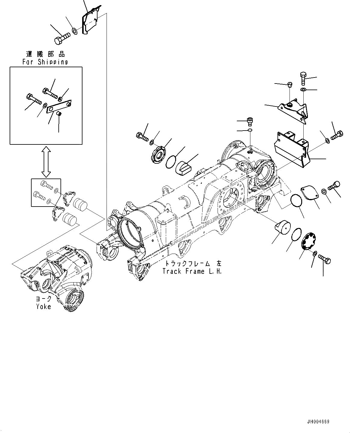 Схема запчастей Komatsu D475A-5E0 - ГУСЕНИЧНАЯ РАМА, КРЫШКИ, ЛЕВ. (№-) ГУСЕНИЧНАЯ РАМА, С ЗАЩИТА ОПОРНЫХ КАТКОВ, ОТВАЛ С ДВОЙН. ПЕРЕКОСОМ, ДЛЯ ХОЛОДН. AREA СПЕЦ-ЯIFICATION A (- DEG C), CHINA