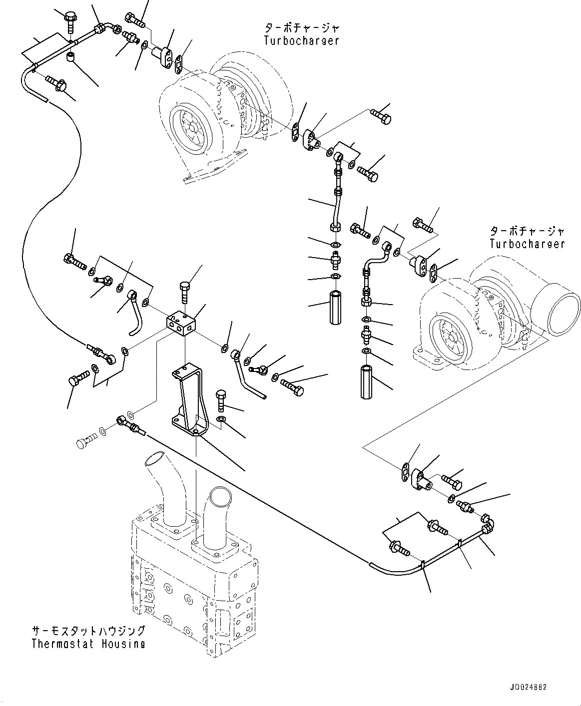 Схема запчастей Komatsu SAA12V140E-3A - ТУРБОНАГНЕТАТЕЛЬ, ВОДН. ГИДРОЛИНИЯ (№9-) ТУРБОНАГНЕТАТЕЛЬ