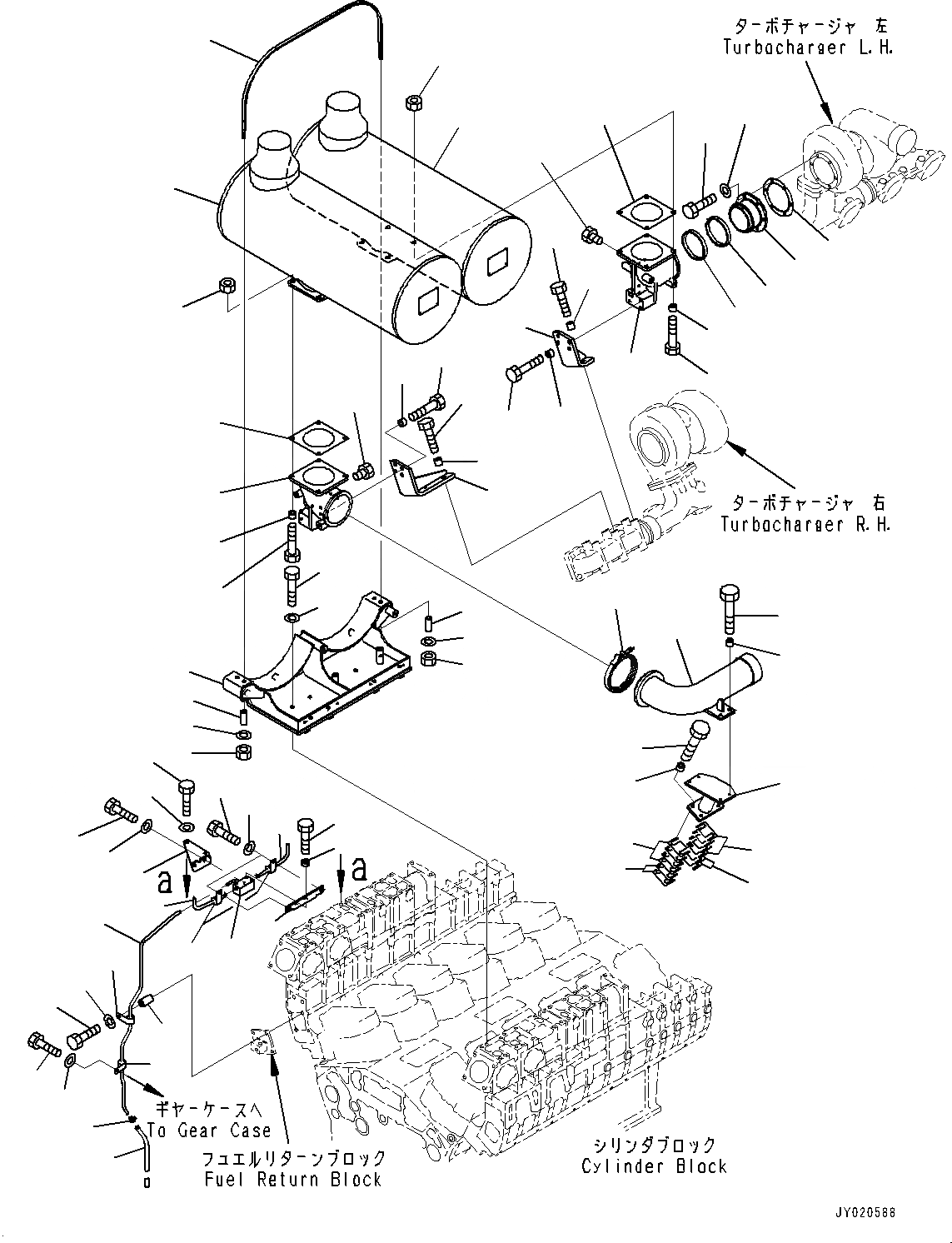 Схема запчастей Komatsu SAA12V140E-3A - ВЫПУСКН. ГЛУШИТЕЛЬ (№9-) ВЫПУСКН. ГЛУШИТЕЛЬ