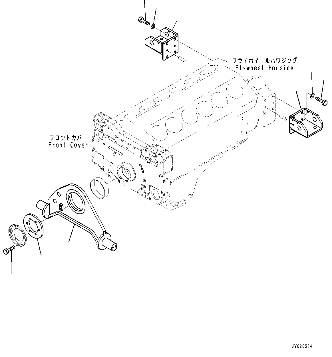 Схема запчастей Komatsu SAA12V140E-3A - ПЕРЕДН. СУППОРТ И КОРПУС, (№9-) ПЕРЕДН. СУППОРТ И КОРПУС