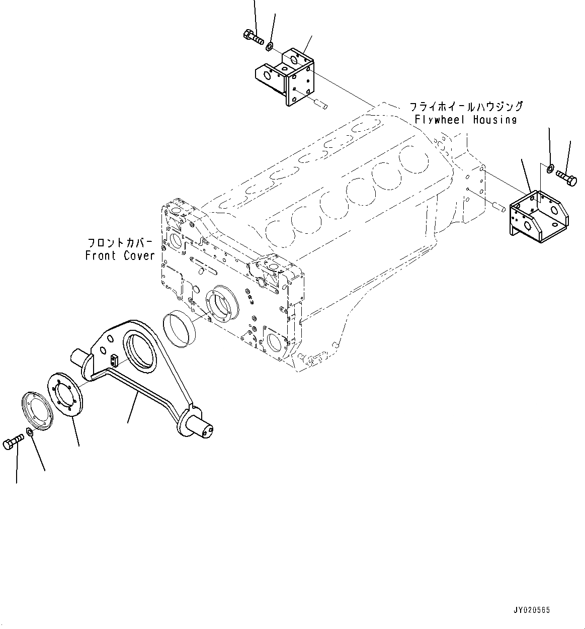 Схема запчастей Komatsu SAA12V140E-3A - ПЕРЕДН. СУППОРТ И КОРПУС, (№-) ПЕРЕДН. СУППОРТ И КОРПУС