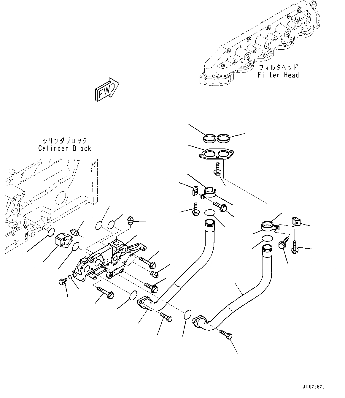 Схема запчастей Komatsu SAA12V140E-3A - ДВИГАТЕЛЬ МАСЛ. ФИЛЬТР, МАСЛ. ФИЛЬТР ТРУБЫ (№9-) ДВИГАТЕЛЬ МАСЛ. ФИЛЬТР