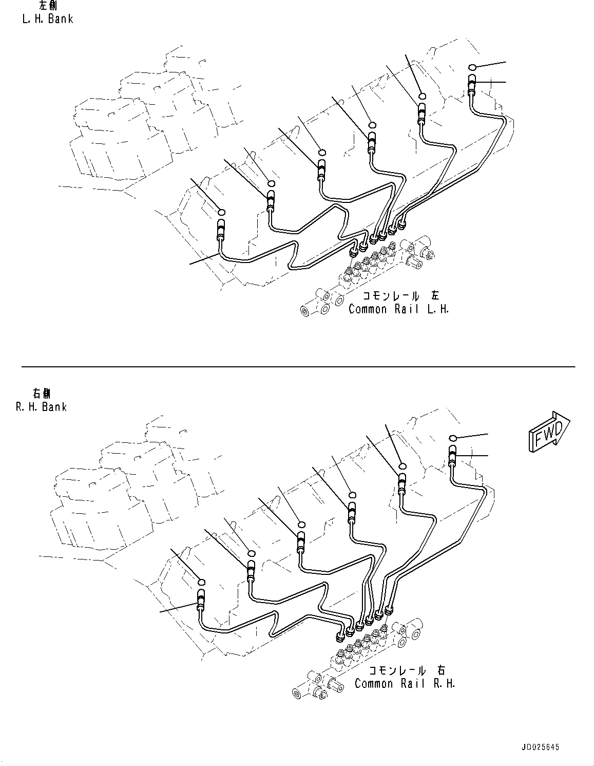 Схема запчастей Komatsu SAA12V140E-3A - ТОПЛИВН. ТРУБКИ ВПРЫСКА, COMMON RAIL - ВПРЫСК (№9-) ТОПЛИВН. ТРУБКИ ВПРЫСКА