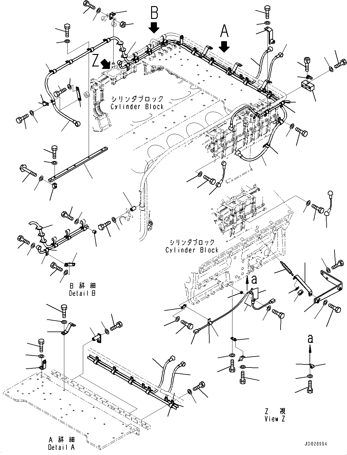 Схема запчастей Komatsu SAA12V140E-3A - ПРОВОДКА, (/) (№9-) ПРОВОДКА, ДЛЯ VHMS, ДАТЧИК УР-НЯ МАСЛА