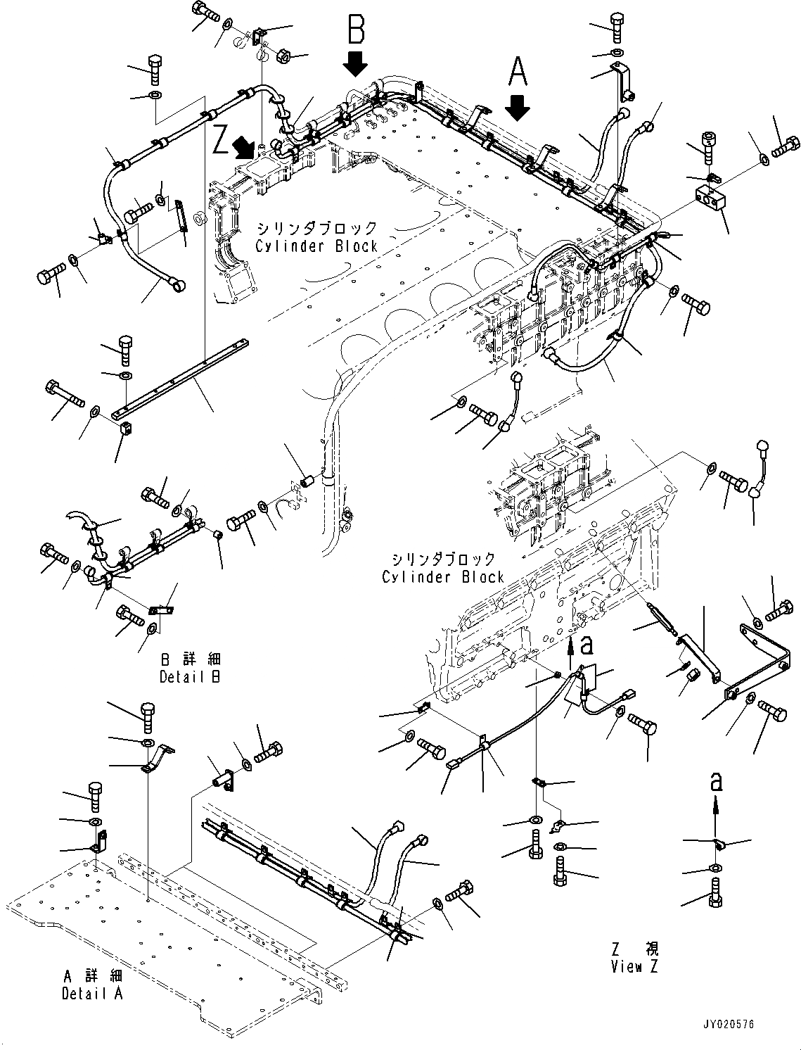Схема запчастей Komatsu SAA12V140E-3A - ПРОВОДКА, (/) (№-) ПРОВОДКА, ДЛЯ VHMS, ДАТЧИК УР-НЯ МАСЛА