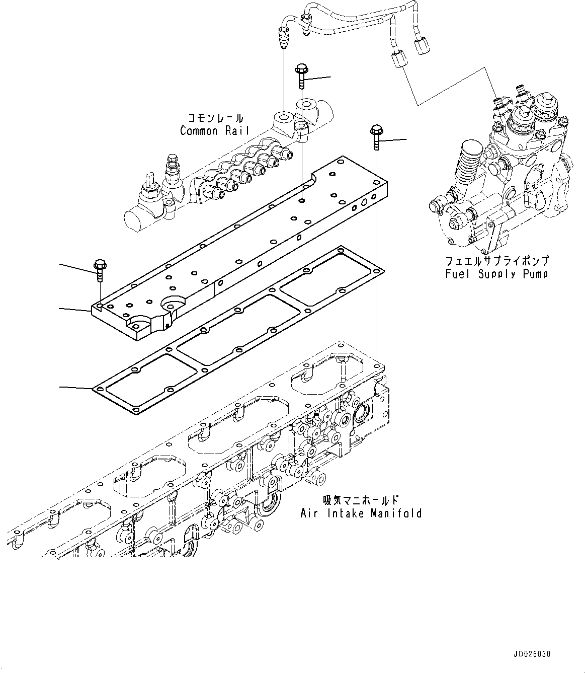 Схема запчастей Komatsu SAA6D170E-5CR - ТОПЛИВН. НАСОС, COMMON RAIL КРЕПЛЕНИЕ (№8-) ТОПЛИВН. НАСОС