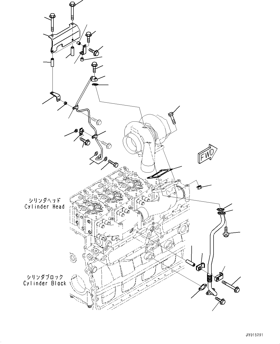 Схема запчастей Komatsu SAA6D170E-5EE - ТУРБОНАГНЕТАТЕЛЬ, КРЕПЛЕНИЕ И СМАЗКА (№98-) ТУРБОНАГНЕТАТЕЛЬ