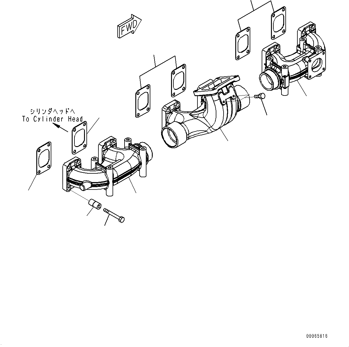 Схема запчастей Komatsu SAA6D170E-5A - ВЫПУСКНОЙ КОЛЛЕКТОР (№9-) ВЫПУСКНОЙ КОЛЛЕКТОР, БЕЗ VHMS (VHMS)