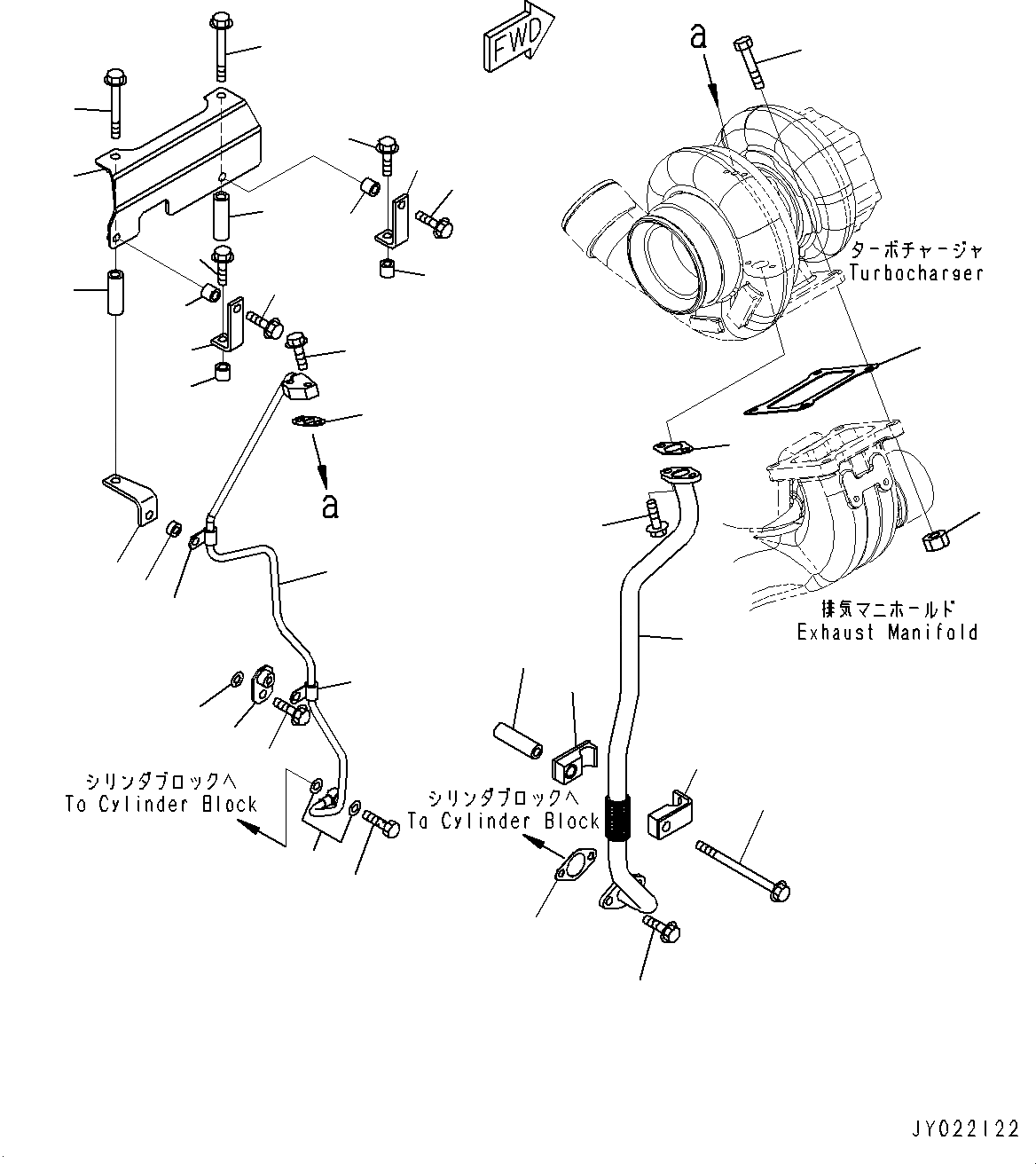 Схема запчастей Komatsu SAA6D170E-5A - ТУРБОНАГНЕТАТЕЛЬ, КРЕПЛЕНИЕ И СМАЗКА (№9-) ТУРБОНАГНЕТАТЕЛЬ, БЕЗ VHMS (VHMS)