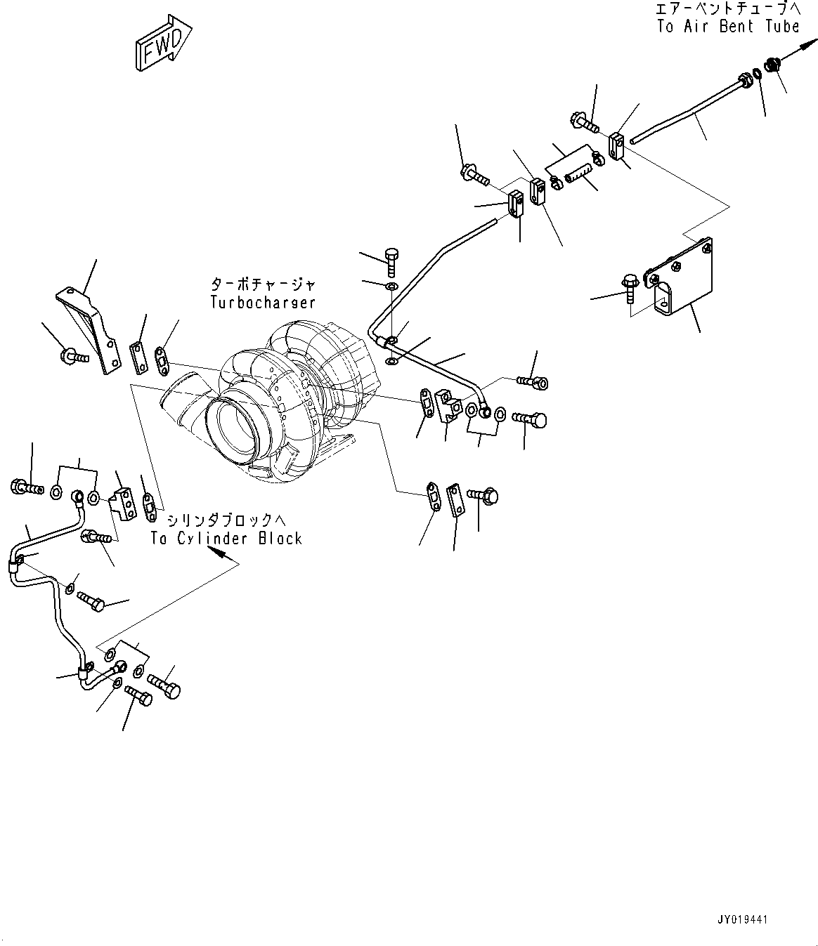 Схема запчастей Komatsu SAA6D170E-5A - ТУРБОНАГНЕТАТЕЛЬ, ВОДН. ГИДРОЛИНИЯ (№9-) ТУРБОНАГНЕТАТЕЛЬ, МОРОЗОУСТОЙЧИВ. СПЕЦИФ-Я A (- THRU DEG C)