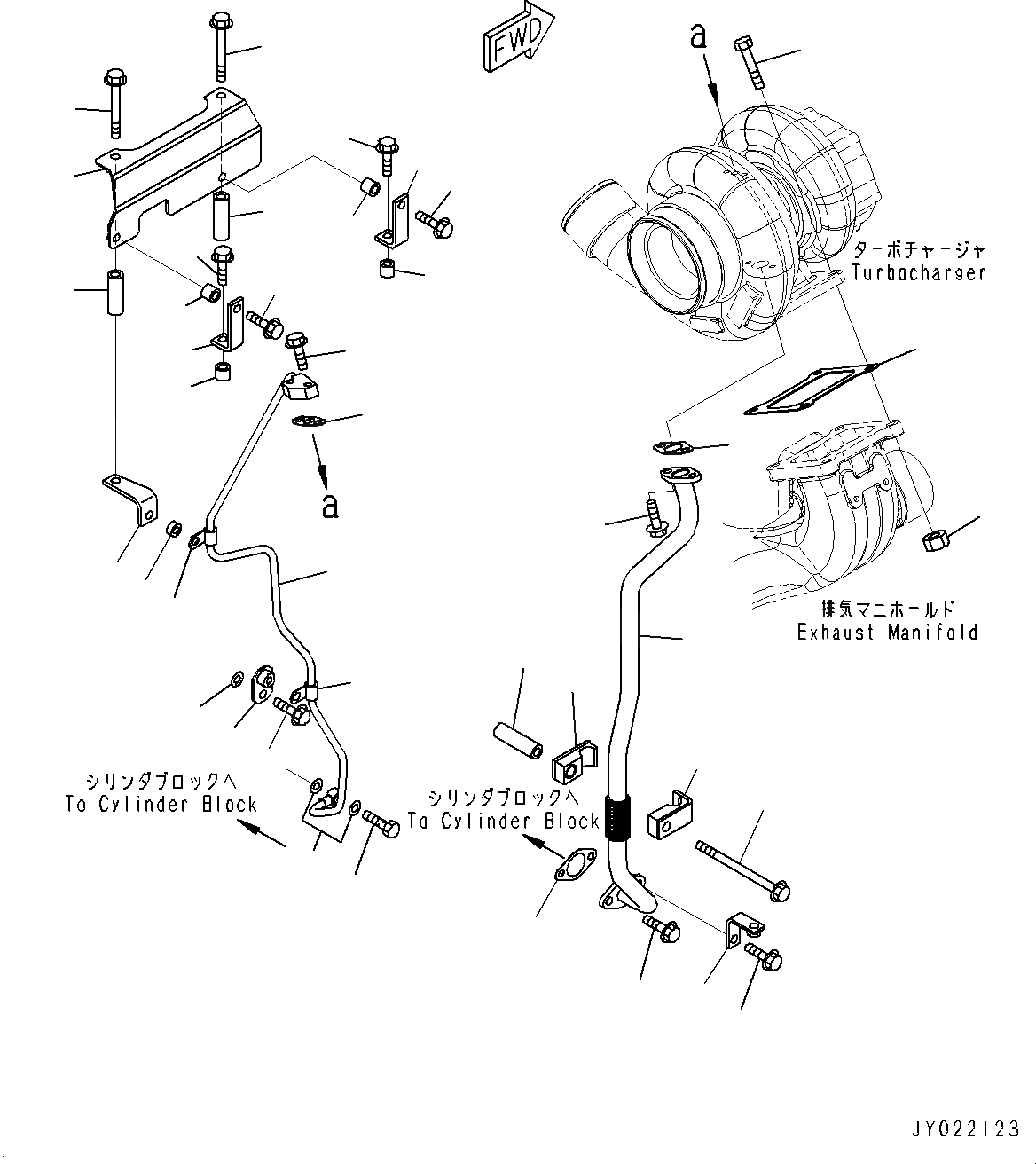 Схема запчастей Komatsu SAA6D170E-5A - ТУРБОНАГНЕТАТЕЛЬ, КРЕПЛЕНИЕ И СМАЗКА (№9-) ТУРБОНАГНЕТАТЕЛЬ, МОРОЗОУСТОЙЧИВ. СПЕЦИФ-Я A (- THRU DEG C)