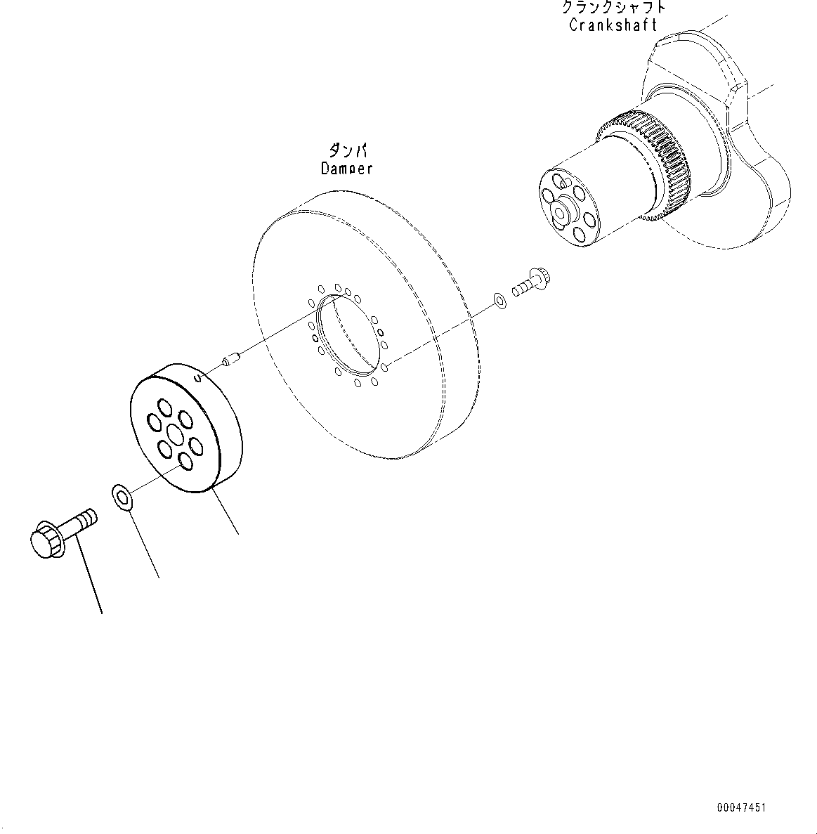 Схема запчастей Komatsu SAA6D170E-5A - ШКИВ КОЛЕНВАЛА (№9-) ШКИВ КОЛЕНВАЛА