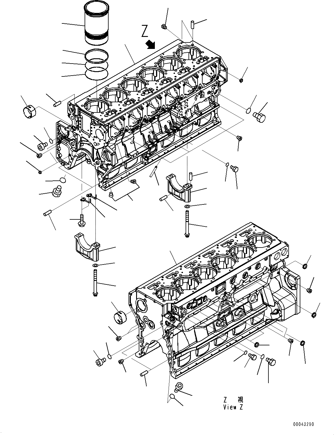 Схема запчастей Komatsu SAA6D170E-5A - БЛОК ЦИЛИНДРОВ (№9-77) БЛОК ЦИЛИНДРОВ