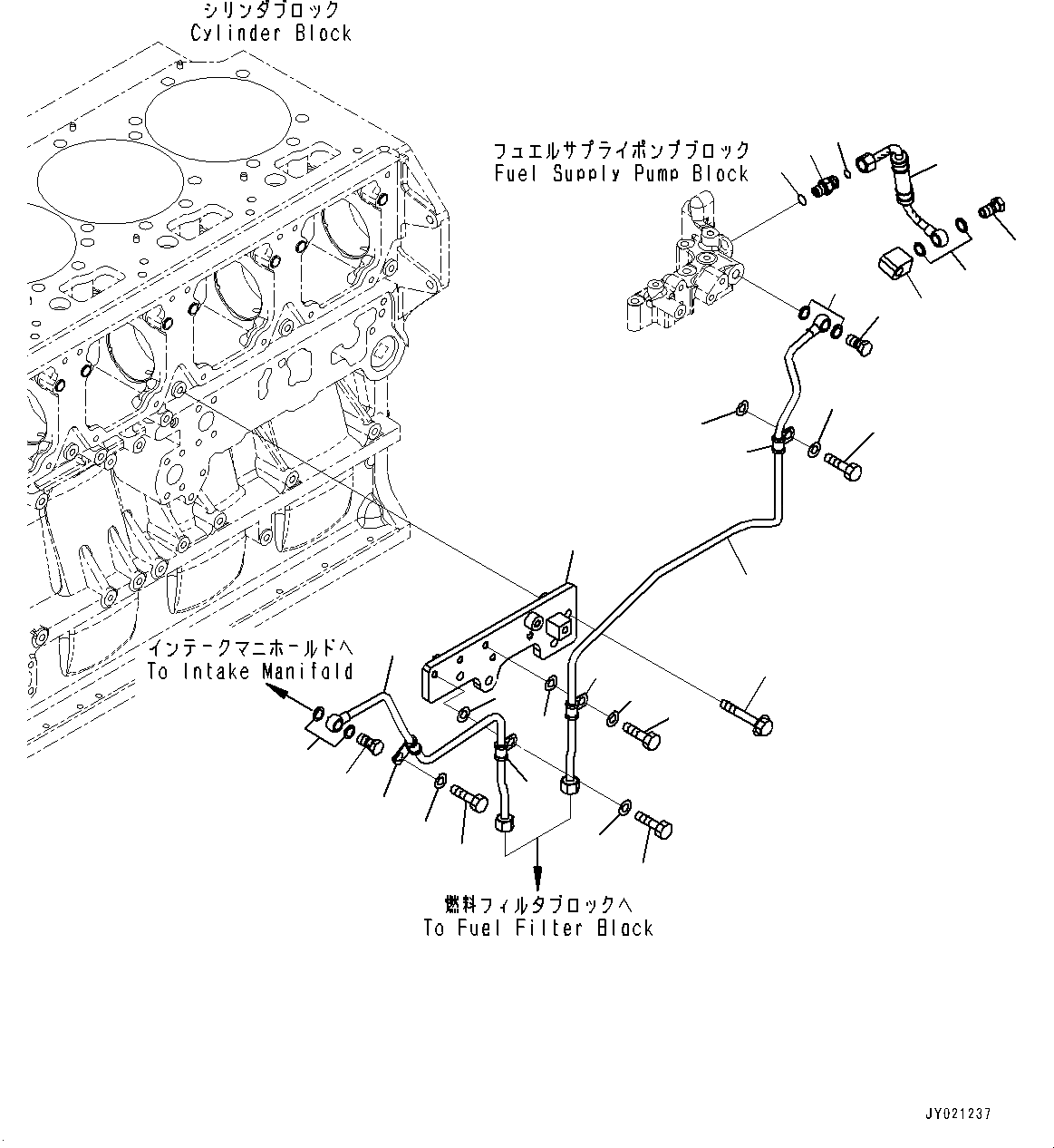 Схема запчастей Komatsu SAA6D170E-5A - ВОЗВРАТ ТОПЛИВА ТРУБЫ (№9-) ВОЗВРАТ ТОПЛИВА ТРУБЫ