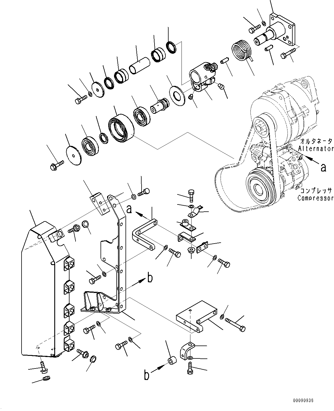 Схема запчастей Komatsu SAA6D170E-5A - ГЕНЕРАТОР, НАТЯЖЕНИЕ РЕМНЯ И КРЫШКА (№9-) ГЕНЕРАТОР, 9AMP, ДЛЯ СТРАН ЕС БЕЗОПАСН. REGULATION