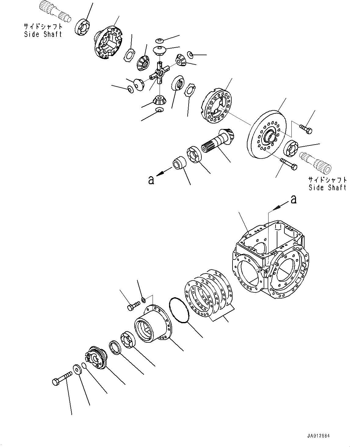 Схема запчастей Komatsu WA250-6 - ЗАДН. МОСТ, ДИФФЕРЕНЦ. (№7-) ЗАДН. МОСТ, БЕЗ САМОБЛОКИР. ДИФФЕРЕНЦ.