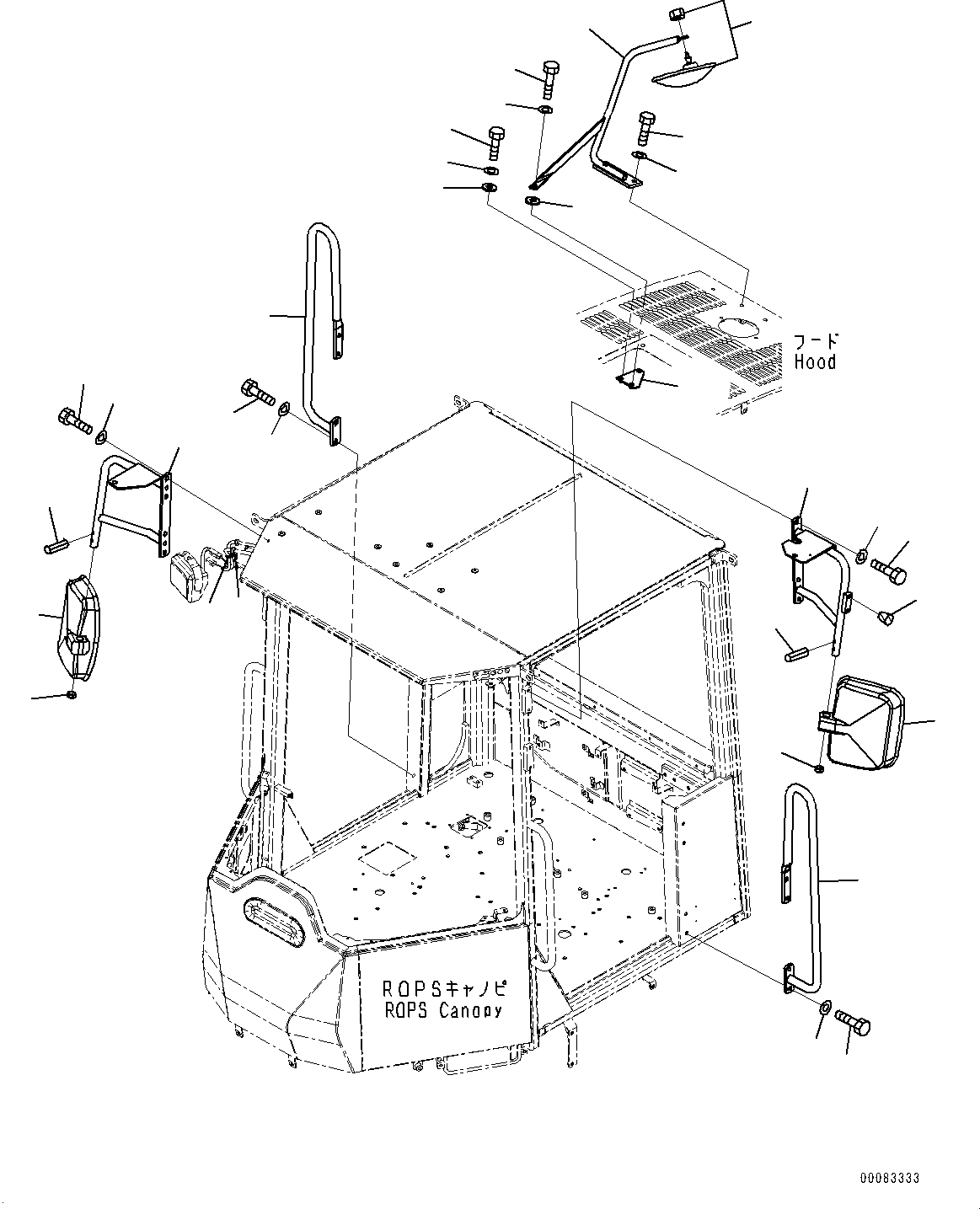 Схема запчастей Komatsu WA250-6 - ЗАДН.VIEW ЗЕРКАЛАAND ЗАДН. НИЖН. VIEW ЗЕРКАЛА(№7-) ЗАДН.VIEW ЗЕРКАЛАAND ЗАДН. НИЖН. VIEW MIRROR, С СИСТЕМОЙ ROPS