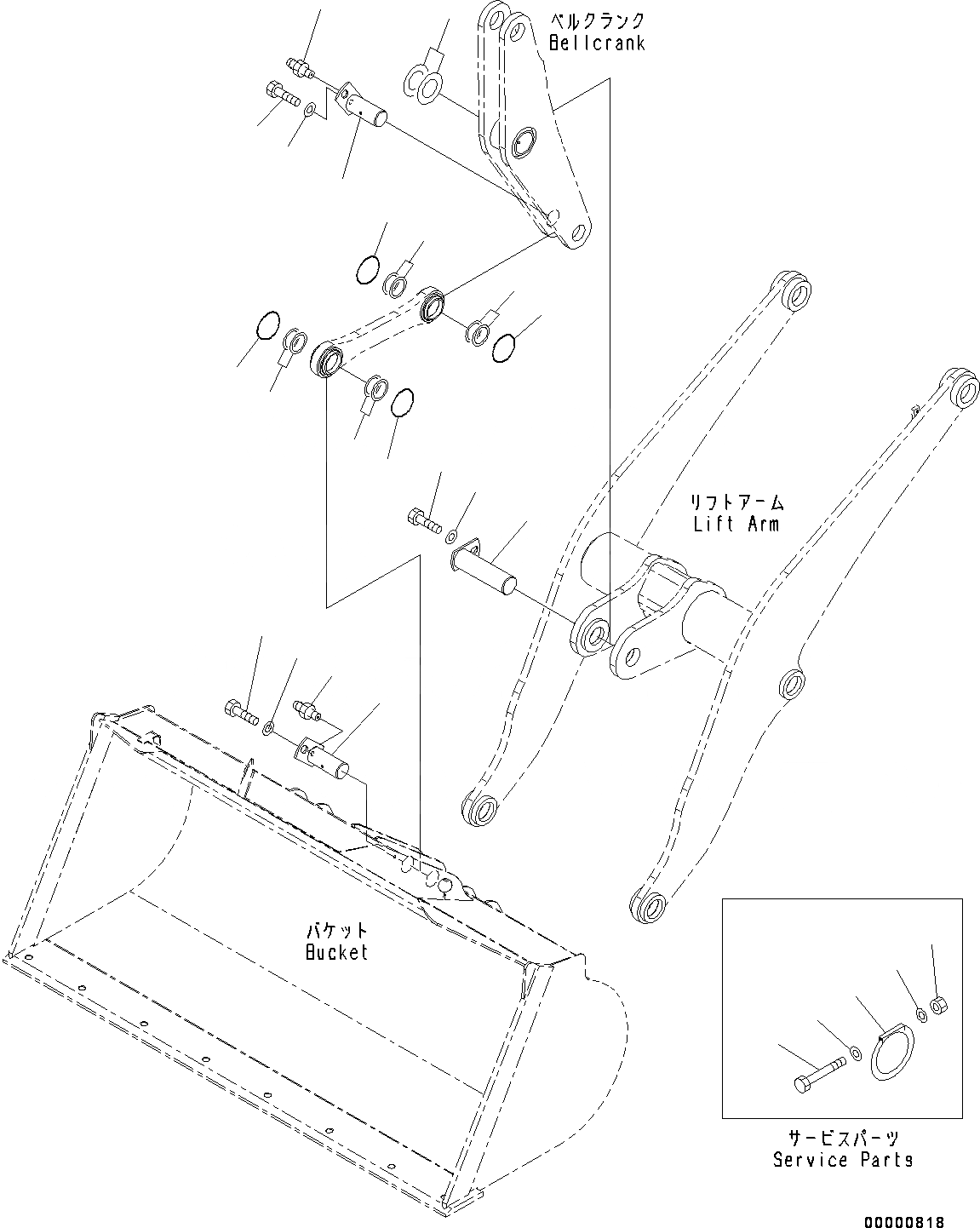Схема запчастей Komatsu WA250-6 - РУКОЯТЬ И BELL CRANK, КРЕПЛЕНИЕ (№7-778) РУКОЯТЬ И BELL CRANK, БЕЗ КОНЦЕВ. ВЫКЛЮЧ-ЛЬ ПОДЪЕМА СТРЕЛЫ