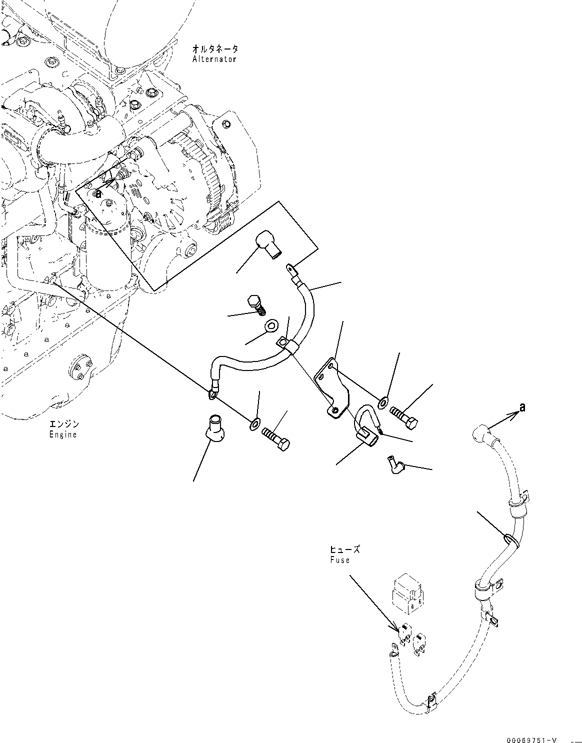 Схема запчастей Komatsu WA250-6 - ДВИГАТЕЛЬ ПРОВОДКА, СТАРТЕР КАБЕЛЬ (№7-) ДВИГАТЕЛЬ ПРОВОДКА, С 9AMP. ГЕНЕРАТОР, КОНДИЦ. ВОЗДУХА