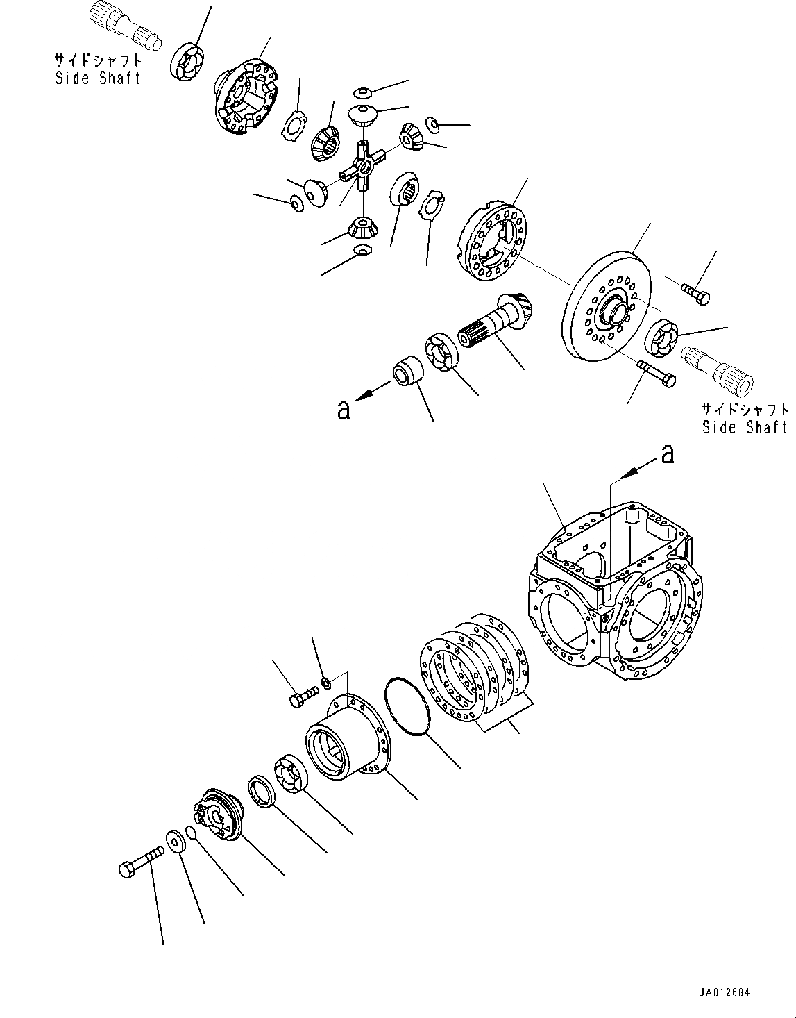 Схема запчастей Komatsu WA250-6 - ЗАДН. МОСТ, ДИФФЕРЕНЦ. (№7-) ЗАДН. МОСТ, БЕЗ САМОБЛОКИР. ДИФФЕРЕНЦ.