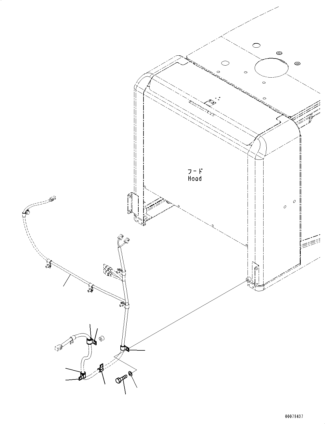 Схема запчастей Komatsu WA250-6 - КАПОТ, ПРОВОДКА КРЕПЛЕНИЕ (№7-) КАПОТ, С ПРЕФИЛЬТР