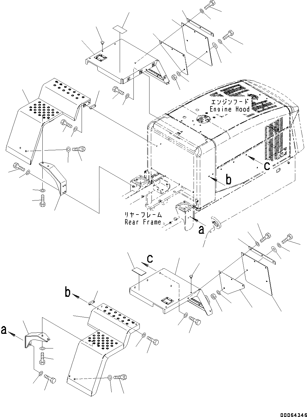 Схема запчастей Komatsu WA250-6 - ЗАДН. КРЫЛО, КРЫЛО И ЩИТКИ (№7-) ЗАДН. КРЫЛО, ДЛЯ СЕВ. АМЕРИКИ, С ЗАДН. ПОЛН. КРЫЛО