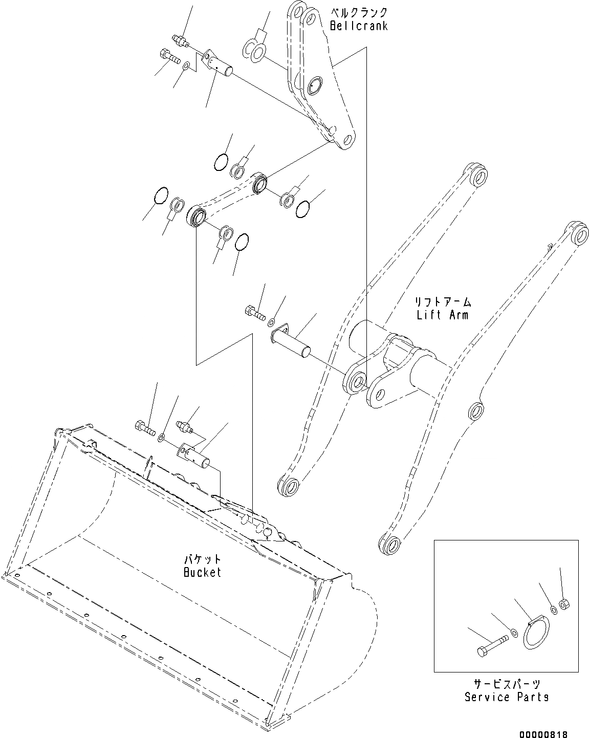 Схема запчастей Komatsu WA250-6 - РУКОЯТЬ И BELL CRANK, КРЕПЛЕНИЕ (№7-778) РУКОЯТЬ И BELL CRANK, С ПОЛУ ВЫСОК. ПОДЪЕМ РУКОЯТЬ, 7MM, КОНЦЕВ. ВЫКЛЮЧ-ЛЬ ПОДЪЕМА СТРЕЛЫ