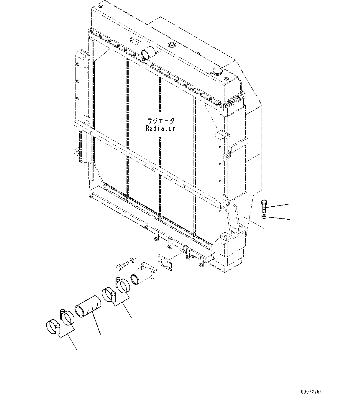 Схема запчастей Komatsu WA600-6 - РАДИАТОР, КРЕПЛЕНИЕ И ПАТРУБКИ (№8-) РАДИАТОР