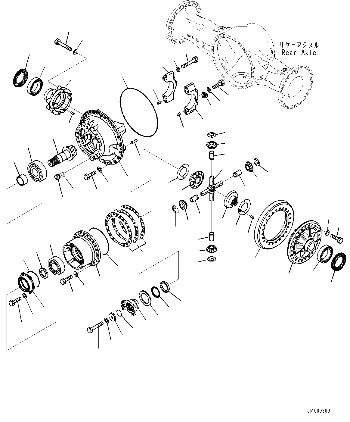 Схема запчастей Komatsu WA600-6 - ЗАДН. МОСТ, ДИФФЕРЕНЦ. (№8-) ЗАДН. МОСТ, ТОРМОЗ. МАСЛ. СИСТЕМА ОХЛАЖДЕНИЯ, ЗАХВАТ ДЛЯ БРЕВЕН СПЕЦ-ЯTIFICATION