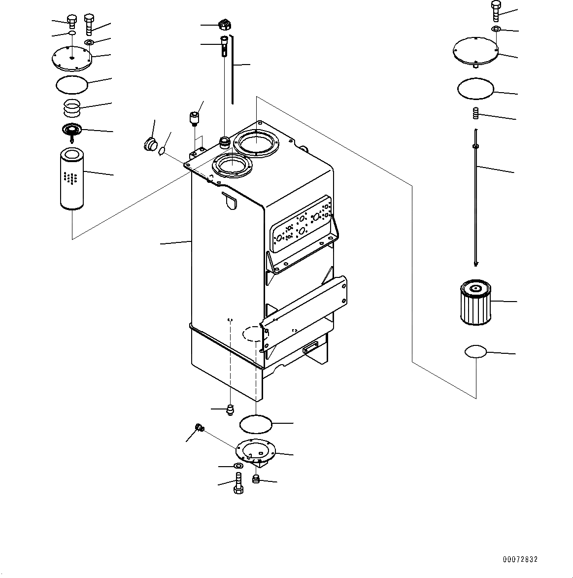 Схема запчастей Komatsu WA600-6 - ГИДР. БАК., БАК (№8-) ГИДР. БАК., С МАСЛ. FILER ЗАМОК КРЫШКИ, С ЭКСТРЕНН. УПРАВЛ.