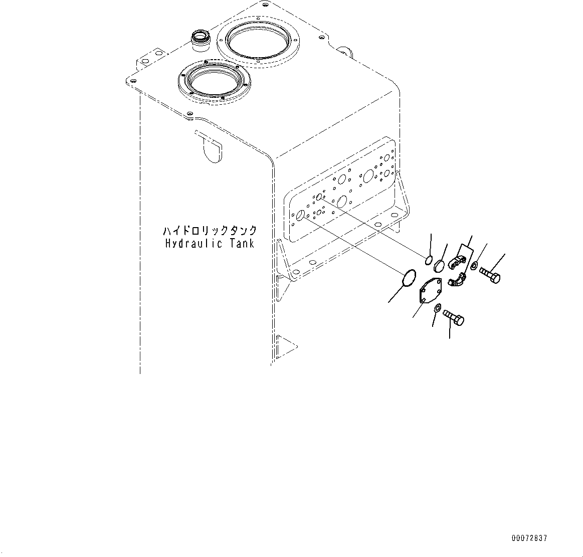 Схема запчастей Komatsu WA600-6 - ГИДР. БАК., ГИДРОЛИНИЯ ЭКСТРЕННОГО УПРАВЛЕНИЯ (№8-) ГИДР. БАК., С МАСЛ. FILER ЗАМОК КРЫШКИ