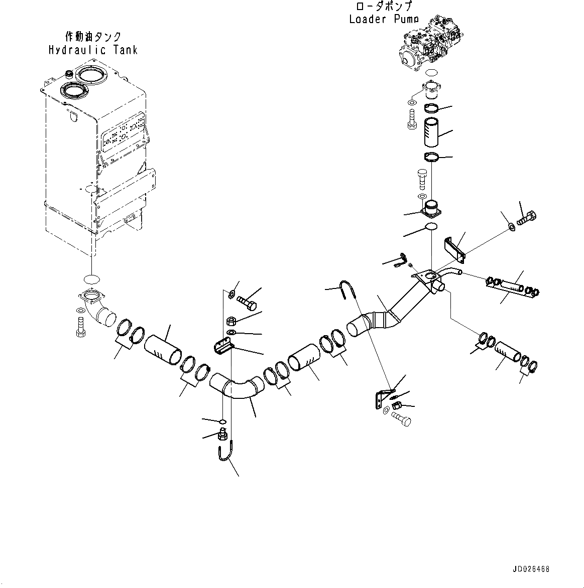 Схема запчастей Komatsu WA600-6 - ГИДРОЛИНИЯ, ВСАСЫВ. ТРУБЫ (/) (№8-) ГИДРОЛИНИЯ, БЕЗ PM SERVICE СОЕДИН-Е