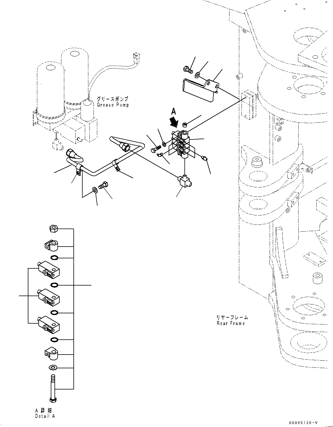 Схема запчастей Komatsu WA600-6 - УДАЛЕНН. СИСТ. СМАЗКИ ТРУБКА, СМАЗ. ТРУБЫ (/) (№8-) УДАЛЕНН. СИСТ. СМАЗКИ ТРУБКА, С АВТОМАТИЧ. СМАЗКОЙ СИСТЕМА