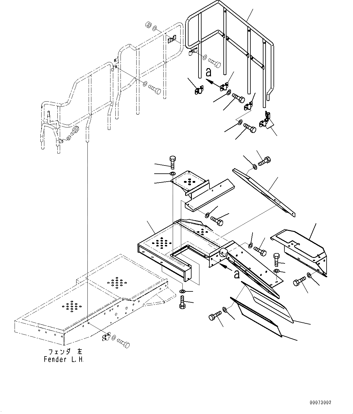 Схема запчастей Komatsu WA600-6 - ЛЕСТНИЦА (№8-) ЛЕСТНИЦА, С ЗАДН. КРЫЛО