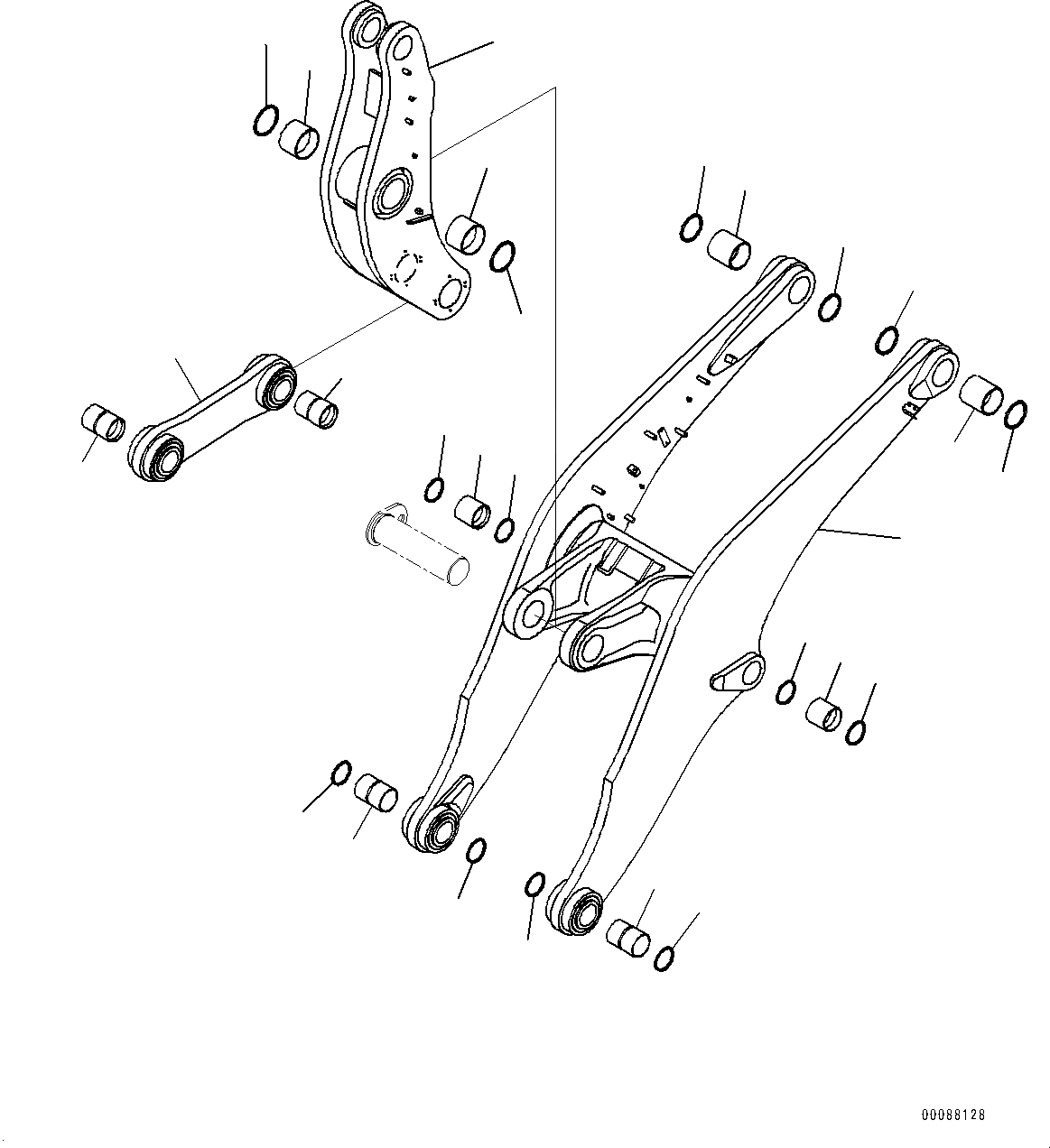 Схема запчастей Komatsu WA600-6 - РУКОЯТЬ И BELL CRANK, СТРЕЛА И BELL CRANK (№8-) РУКОЯТЬ И BELL CRANK, 99MM РУКОЯТЬ, С АВТОМАТИЧ. СМАЗКОЙ СИСТЕМА