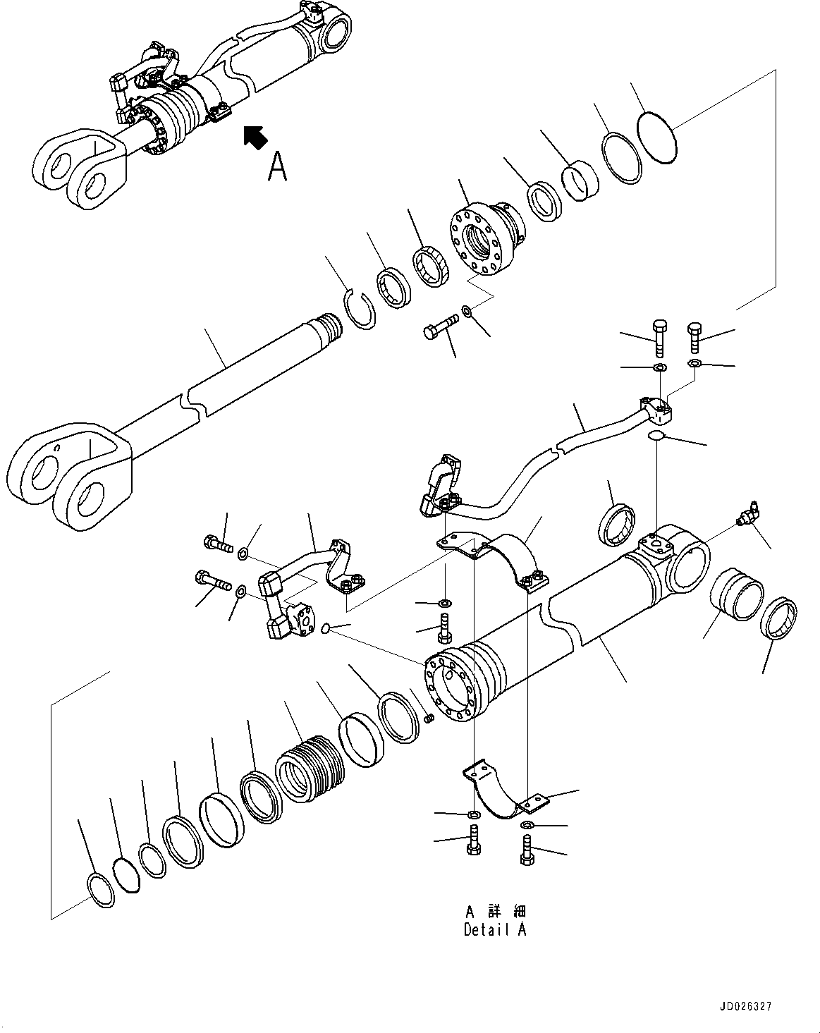 Схема запчастей Komatsu WA600-6R - ЦИЛИНДР РУЛЕВ. УПР-Я, ВНУТР. ЧАСТИ, ПРАВ. (№-) ЦИЛИНДР РУЛЕВ. УПР-Я, С АВТОМАТИЧ. СМАЗКОЙ СИСТЕМА
