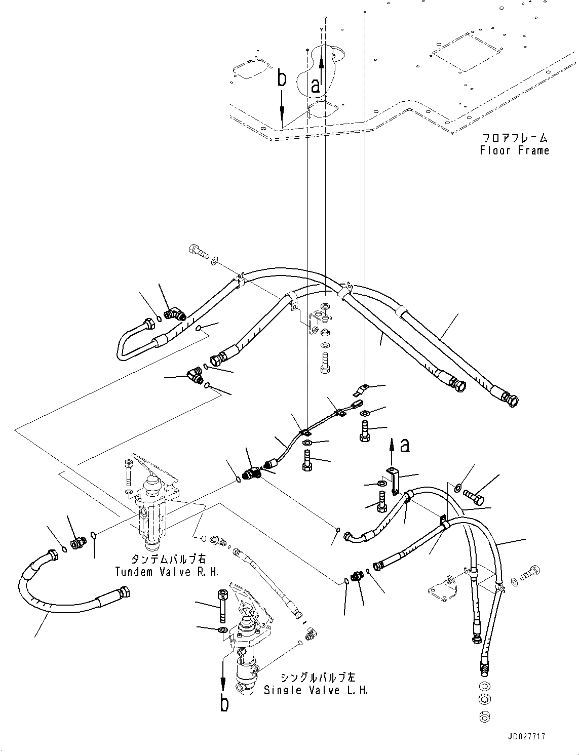 Схема запчастей Komatsu WA600-6R - ПОЛ, ТРУБЫ, ПРАВ. (№-) ПОЛ, С VHMS, ORBCOMM
