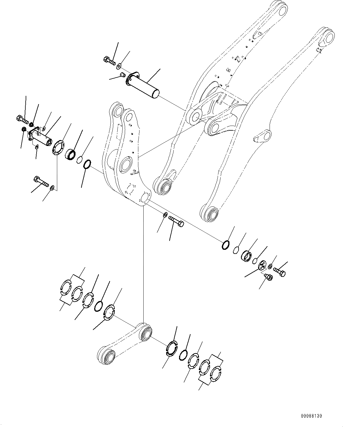 Схема запчастей Komatsu WA600-6R - РУКОЯТЬ И BELL CRANK, КРЕПЛЕНИЕ (/) (№-) РУКОЯТЬ И BELL CRANK, 99MM РУКОЯТЬ, С АВТОМАТИЧ. СМАЗКОЙ СИСТЕМА