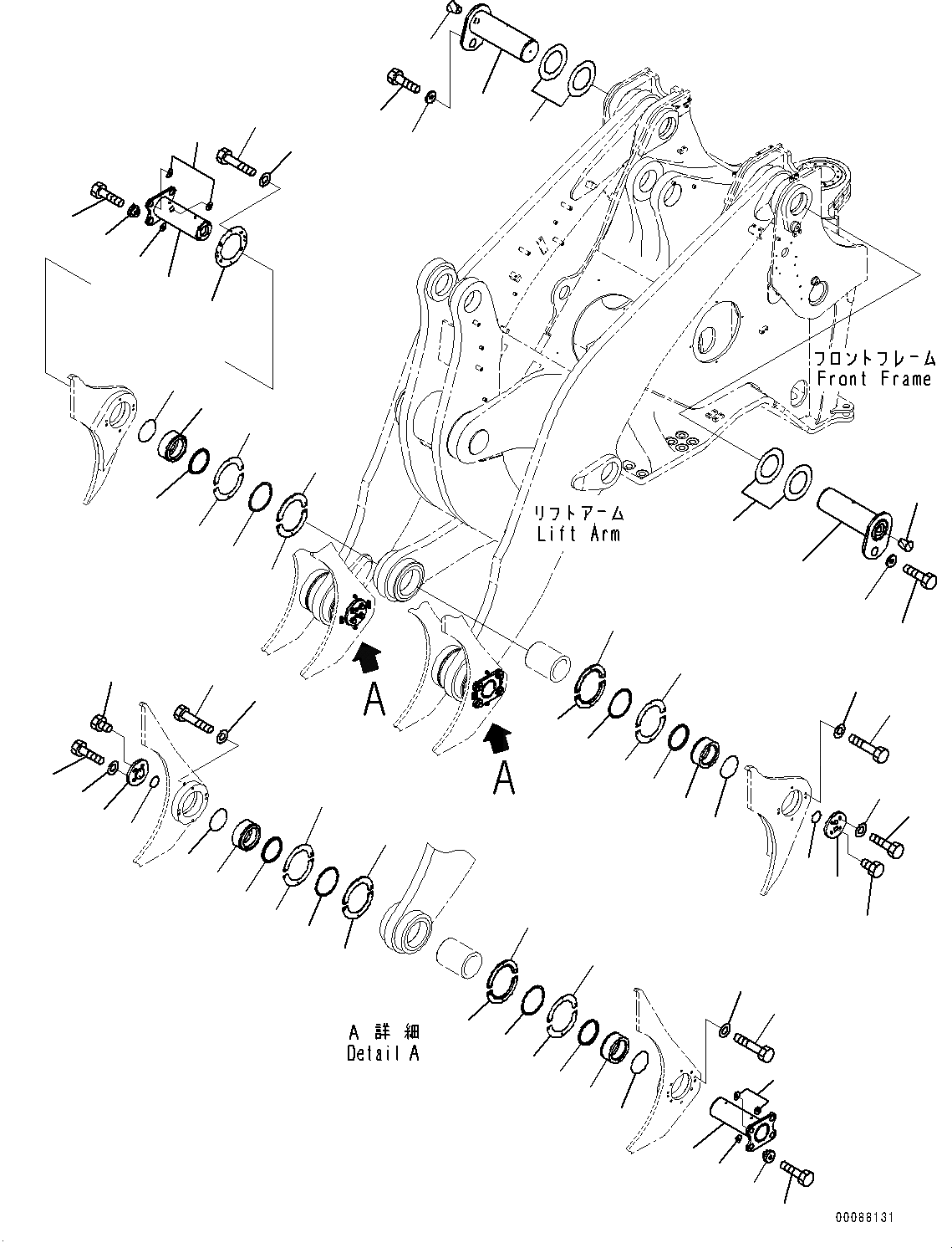 Схема запчастей Komatsu WA600-6R - РУКОЯТЬ И BELL CRANK, КРЕПЛЕНИЕ (/) (№-) РУКОЯТЬ И BELL CRANK, 8MM РУКОЯТЬ, С АВТОМАТИЧ. СМАЗКОЙ СИСТЕМА