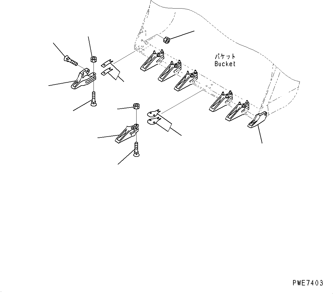 Схема запчастей Komatsu WA600-6R - КОВШ ЗУБЬЯ(№-) КОВШ TOOTH