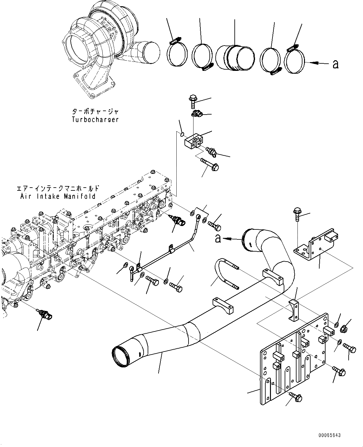 Схема запчастей Komatsu SAA6D170E-5AR - ВПУСК ВОЗДУХА БЛОК, ВОЗДУХОВОД И СЛИВН. ТРУБКА (№-) ВПУСК ВОЗДУХА БЛОК, БЕЗ VHMS (VHMS)