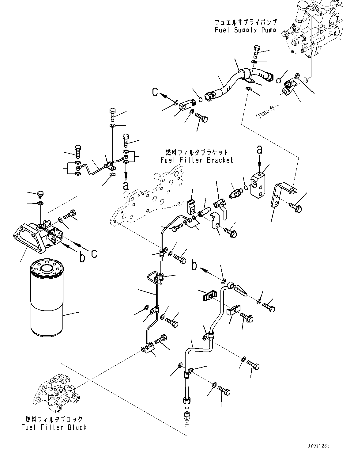 Схема запчастей Komatsu SAA6D170E-5AR - ТОПЛИВН. ФИЛЬТР. И ТРУБЫ, ТРУБЫ (№9-) ТОПЛИВН. ФИЛЬТР. И ТРУБЫ