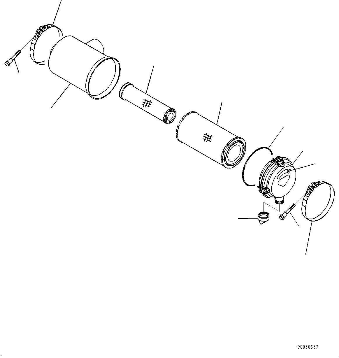 Схема запчастей Komatsu HB205-1 - ВПУСК ВОЗДУХА СОЕДИН-Е, ВНУТР. ЧАСТИ, ВОЗДУХООЧИСТИТЕЛЬ (№-) ВПУСК ВОЗДУХА СОЕДИН-Е, С ПРЕФИЛЬТР