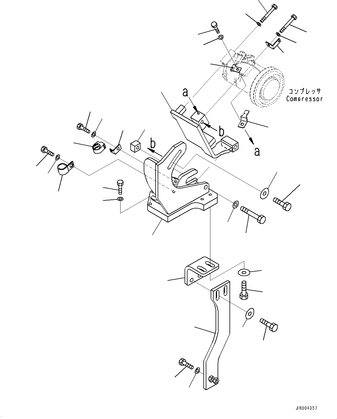 Схема запчастей Komatsu HB205-1 - КОНДИЦ. ВОЗДУХА, КОМПРЕССОР КРЕПЛЕНИЕ (№-) КОНДИЦ. ВОЗДУХА, АВТОМАТИЧ.