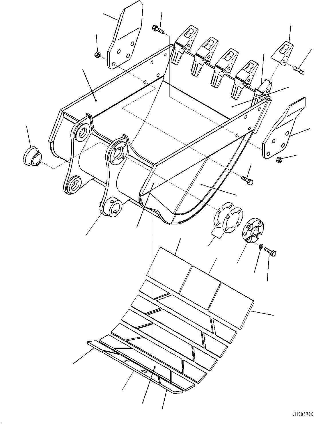 Схема запчастей Komatsu HB205-1 - ME КОВШ (№-) ME КОВШ, .8M, MM ШИР., ГОРИЗОНТАЛЬН. ПАЛЕЦ, THRUST ADJUSTMENT, БОКОРЕЗЫ