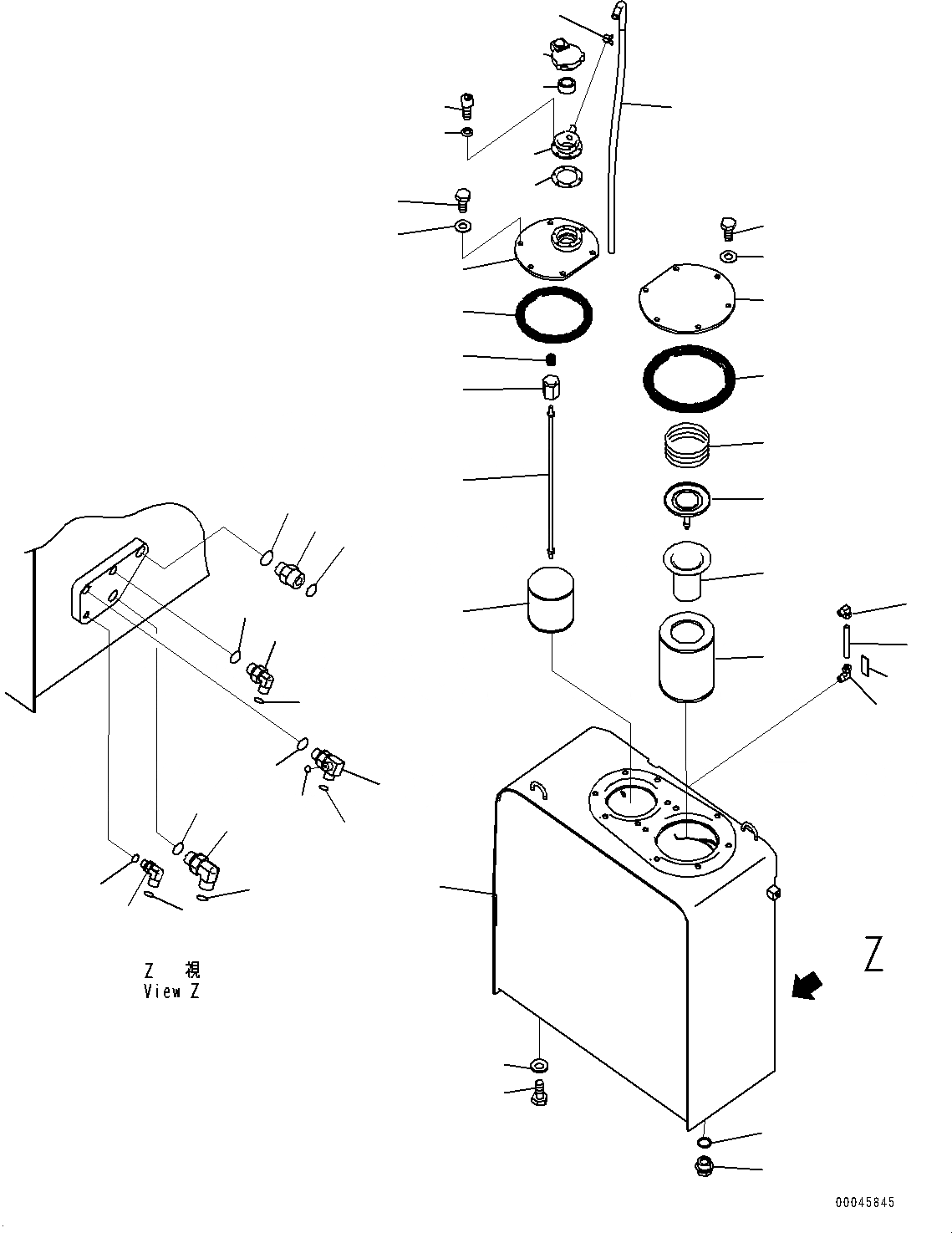 Схема запчастей Komatsu HB215LC-1 - ГИДР. БАК. (№7-) ГИДР. БАК., -ДОПОЛН. АКТУАТОР ТРУБЫ, АККУМУЛЯТОР