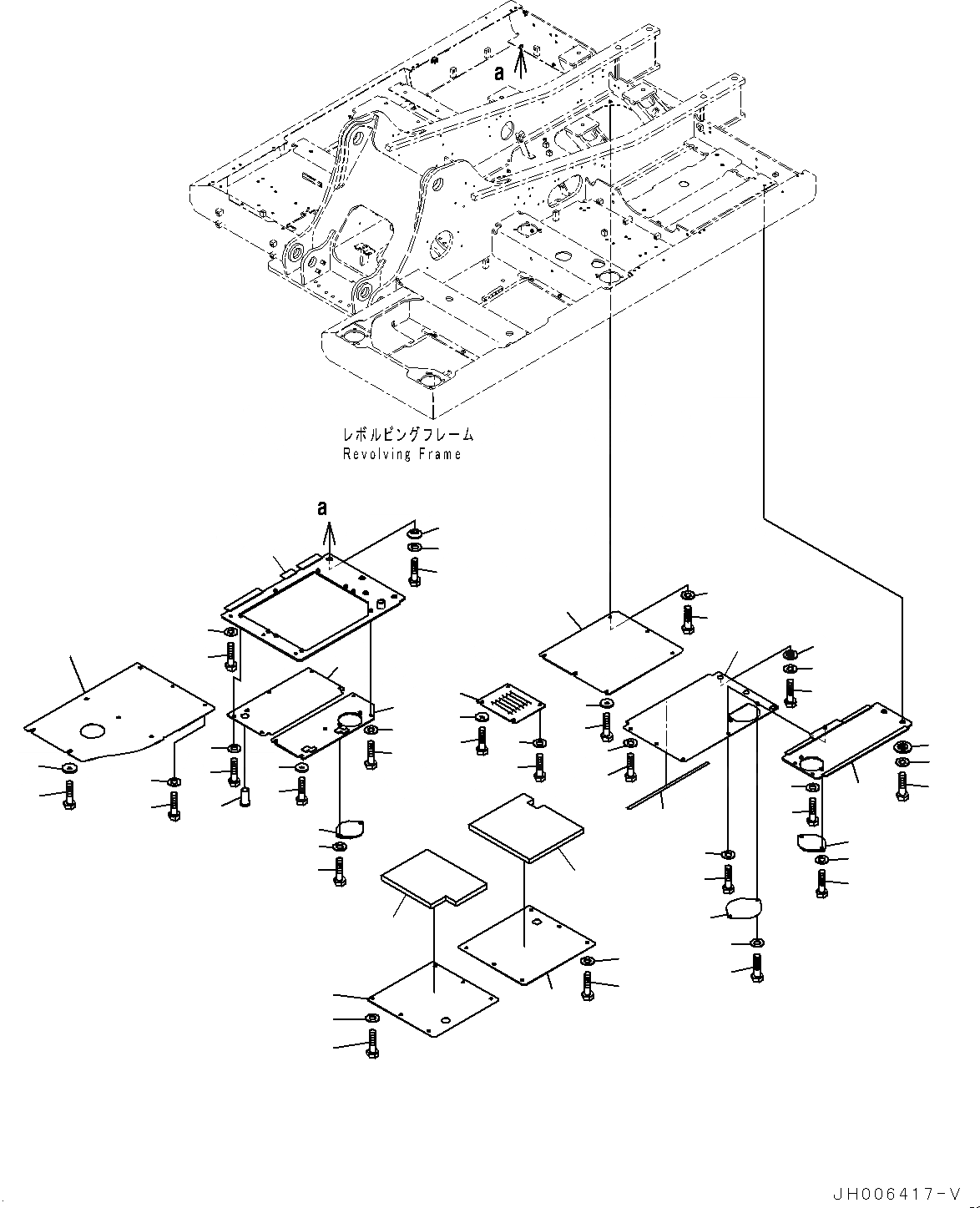Схема запчастей Komatsu HB215LC-1 - НИЖН. КРЫШКА, (№-) НИЖН. КРЫШКА