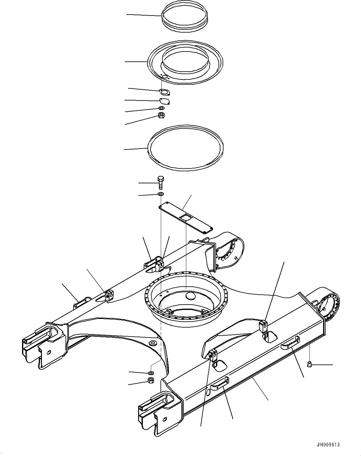 Схема запчастей Komatsu HB215LC-1 - ГУСЕНИЧНАЯ РАМА (№-79) ГУСЕНИЧНАЯ РАМА, С ПОЛН. LENGTH ЗАЩИТА ОПОРНЫХ КАТКОВ ИЛИ НИЖН. КРЫШКА